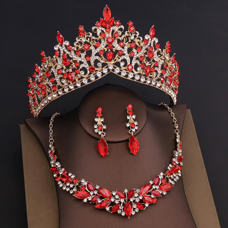 Luxury Crown Bridal Jewelry Sets for Women Tiaras and Necklace Earrings Prom Bride Jewelry Set Wedding Dress Accessories