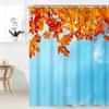Fall Maple Leaves Shower Curtain Autumn Gold Yellow Leaf Blue Sky Natural Scenery Bath Curtain Festival Seasonal Bathroom Decor