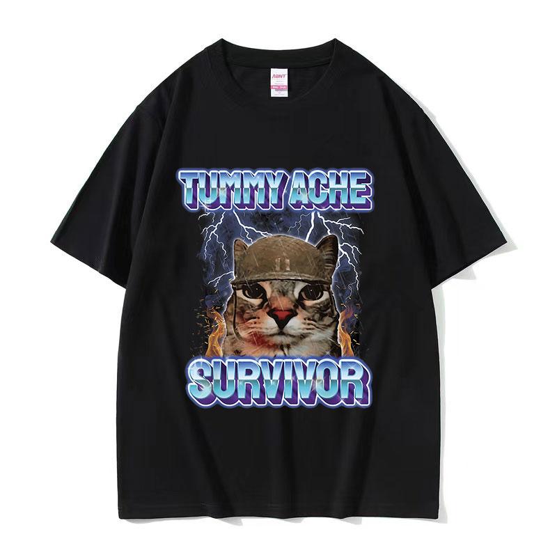 

Limited Tummy Ache Survivor Funny Cat Meme T Shirt Men Women Vintage High Quality Fashion Tshirts 100 Cotton Oversized Tshirt... S разноцветный