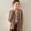 Women's Thick Cashmere Round Neck Raglan Sleeve Sweater Cardigan - Loose Fit, Autumn/Winter Versatile Outerwear