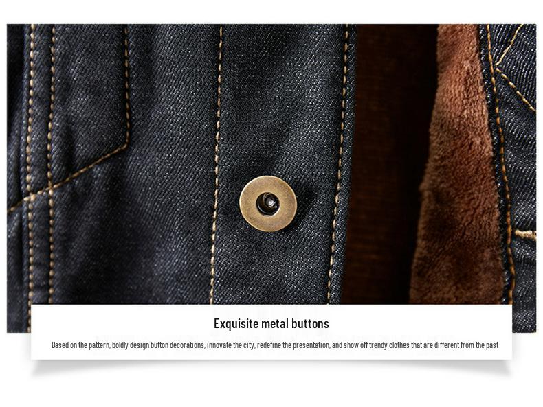 2018 Men's Winter Fleece-Lined Denim Jacket, Warm and Thickened, Korean Slim Fit, Plus Size Available