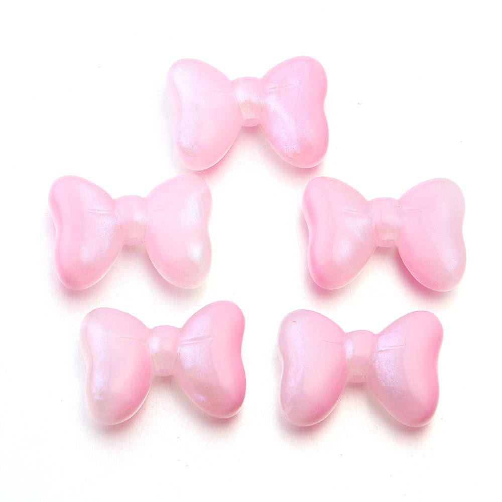 5 шт. Конфетный цвет Бант Акриловые Бусины Шармы Милый Кремовый Цвет Бантик Россыпные Бусины для Браслета Ожерелья Изготовление Украшений Аксессуары горячий розовый