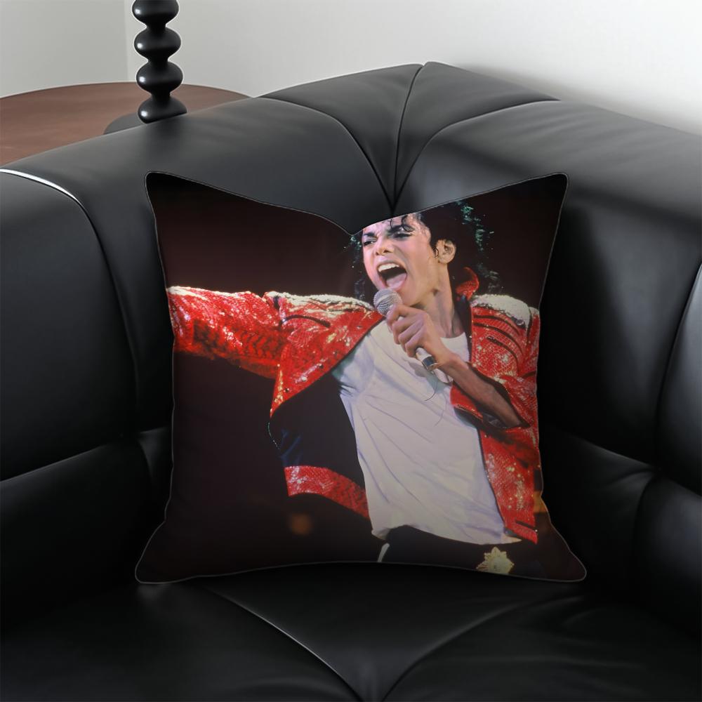 M-Michael Jackson Pop King Cushion Cover Pillow Case Anti-Dustmite Invisible Zipper Silky Plush Cushion