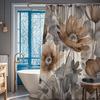 Cortina de Ducha Floral Boho Marrón Gris Bronceado Cortinas de Ducha de Flores Bohemias Acuarela Juego Para Baño Hojas Botánicas Retro Rus