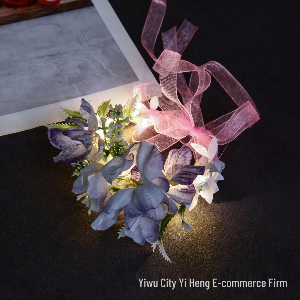 Luminous Camellia Wrist Flower for Kids' Performances - Fairy Sparkle Wristband & Photography Prop