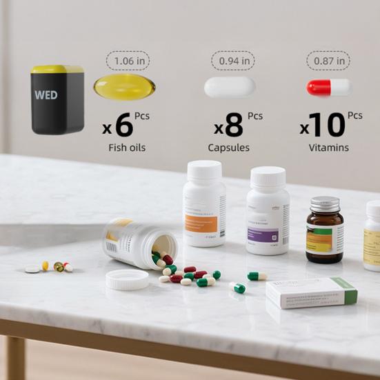 Weekly Pill Organizer 7 Day Travel Pill Case Daily Medicine Box One Time A Day Medication Reminder Portable Pill Box for Fish Oil Supplements