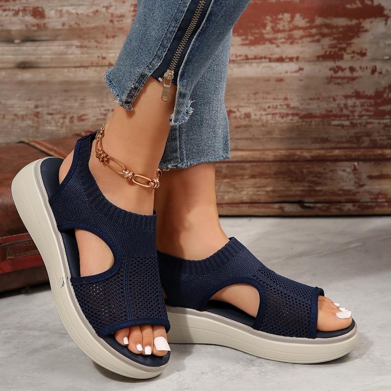 Fashion Large Size Women's Shoes 2024 Summer Comfortable Casual Sports Women's Beach Wedge Sandals Women's Thick-soled Roman Sandals