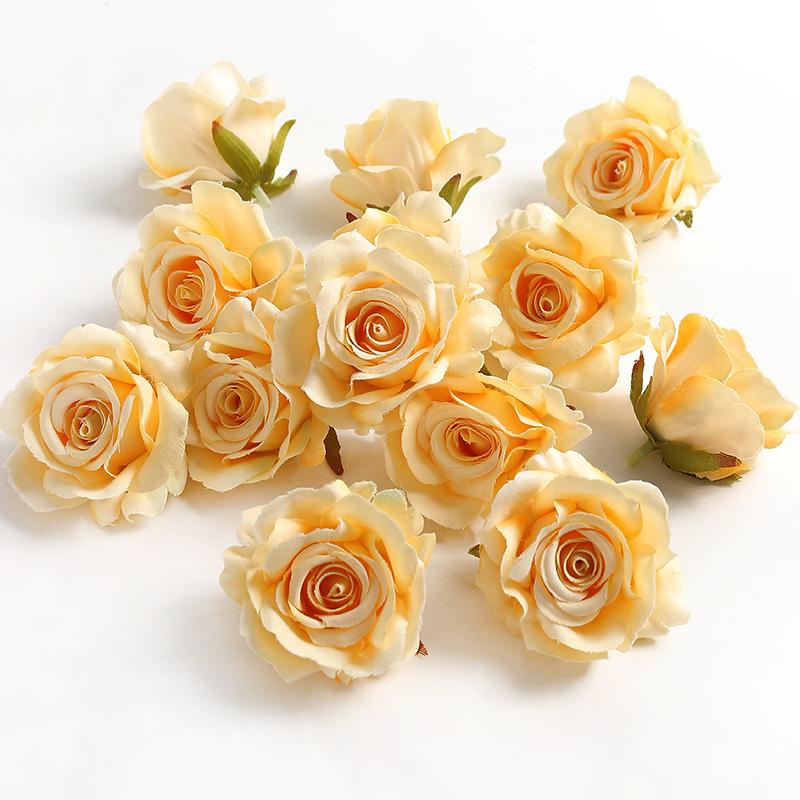 5/10pcs Silk Rose Artificial Flower Head Scrapbooking Home Wedding Wall Decoration Christmas DIY Wreath Candy Box Cake Decor