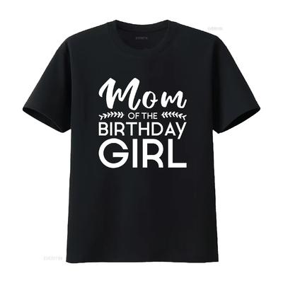 Mom Of The Birthday Girl Family Parents Mother Mommy T Shirt Vintage Washed Breathable Versatile Stretched Comfortable Casual