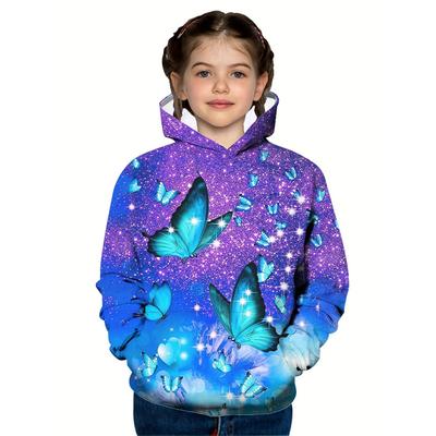 Children's Clothing Hoodies Children Top Long Sleeve Casual 3D Butterfly Print Girls Summer Autumn Clothes Girl Clothing Tops