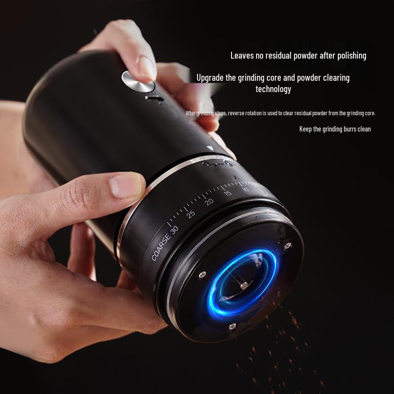 Electric Coffee Bean Grinder with Adjustable Coarseness - Compact Italian Style for Hand Pour and Fine Grinding.