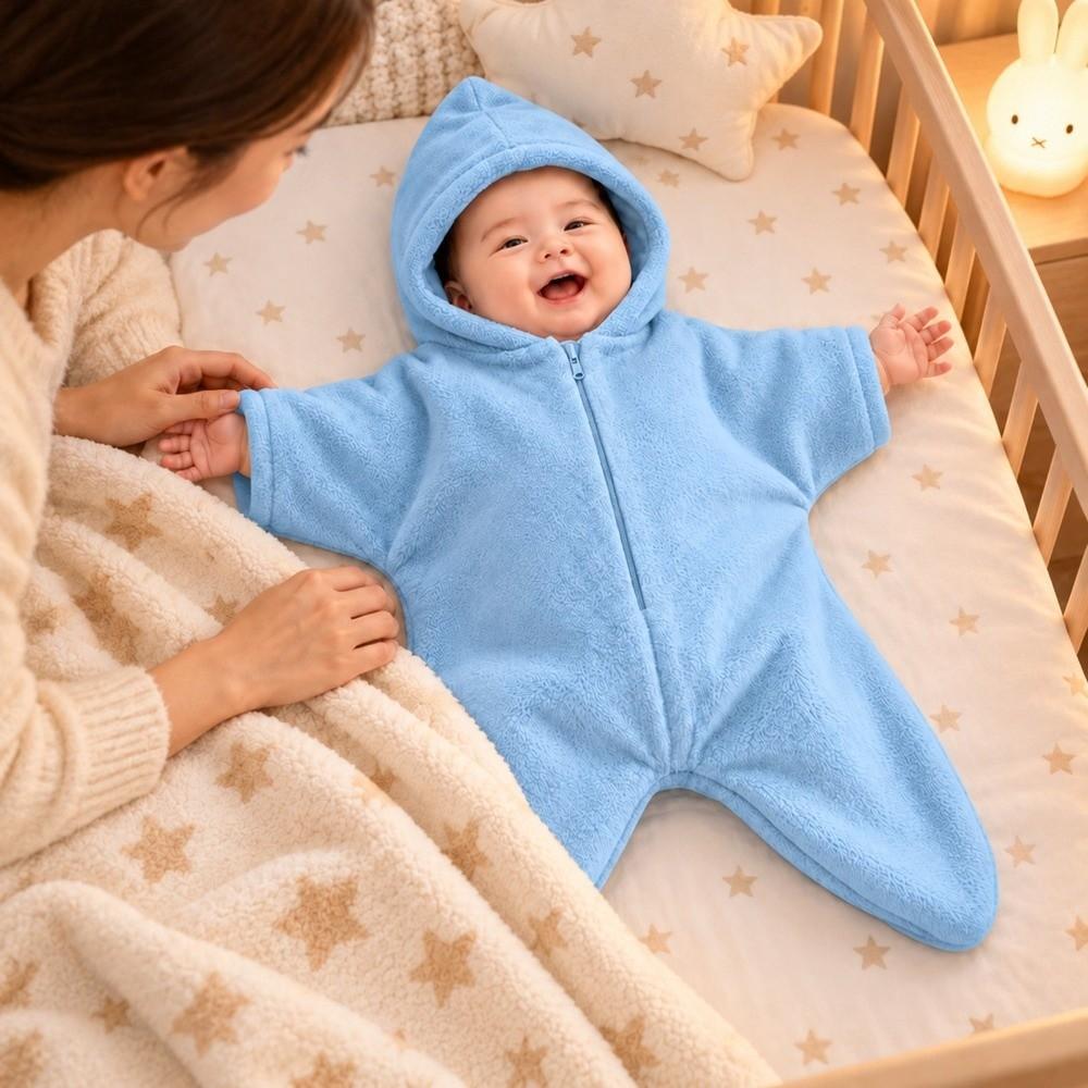 Star Shape Newborn Hooded Romper Flannel Baby Sleeping Bag Cute Infant Blanket Winter