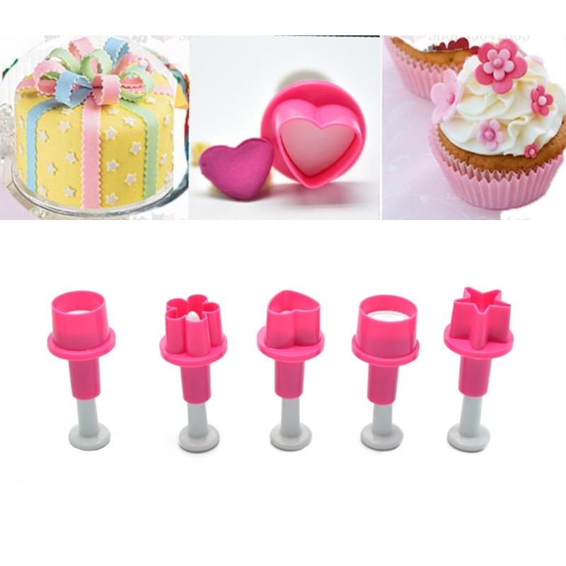 Pentangle Heart Cookie Cutter Stempelkutter Kakepyntutstyr Fondantformer Plommeblomst Pentangleformer