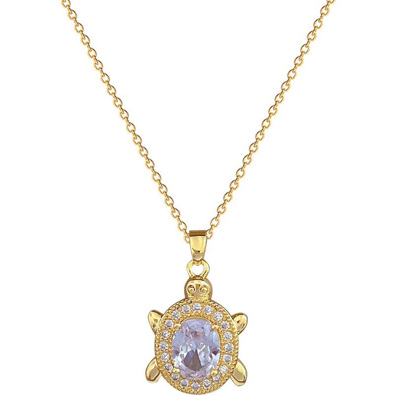 Classic Personality Micro-paved Cute Turtle Animal Necklace Fashionable Charm Micro-paved Zircon Versatile Clavicle Chain
