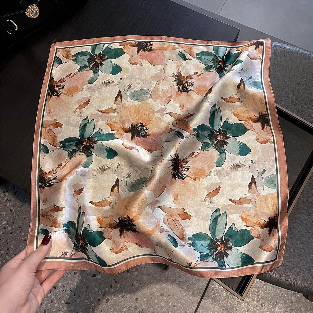 Luxury Brand 100% Natural Silk Scarf Women Design Small Square Shawl Hair Ribbon Headband Fashion Neckerchief Bandana