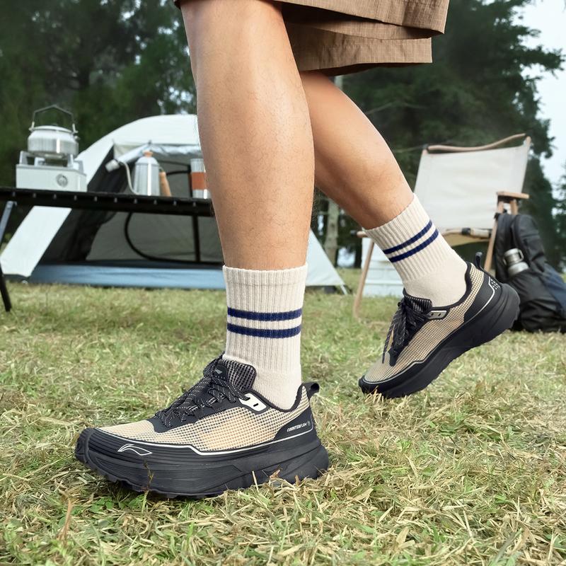 Li Ning Outdoor CF Tracing, Inter Industry Puncture resistant Low top Hiking Shoes Unisex Black/Khaki AHCV037-3