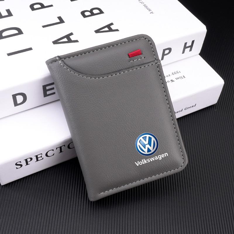 Weiches Leder Tragbare Geldbörse Führerschein Kreditkarten Tasche Portemonnaie Für VW Polo Golf GTI CC Tiguan Arteon Passat Jetta Touareg ID3 IF2