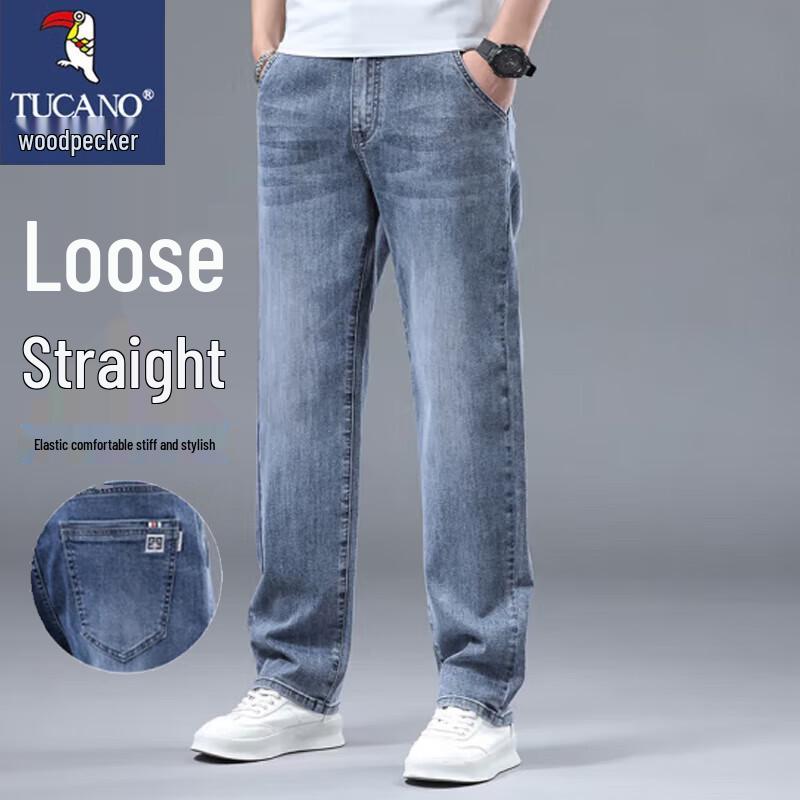 

TUCANO Men s Loose Fit Straight Leg Casual Jeans 34