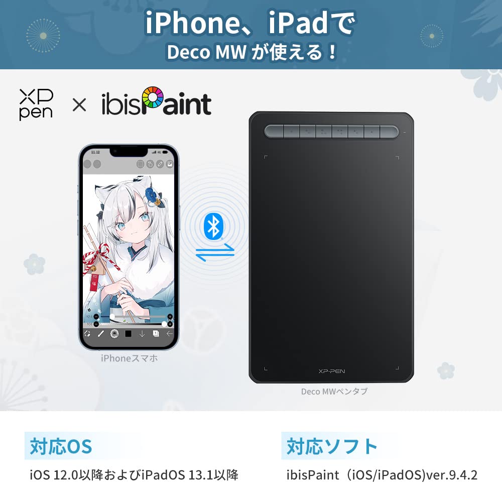 XPPen Deco MW Pen Tablet with Bluetooth Wireless Compatible with Android and Includes an Tilt 8192 Pressure 8 Express and Drawing Software for Working