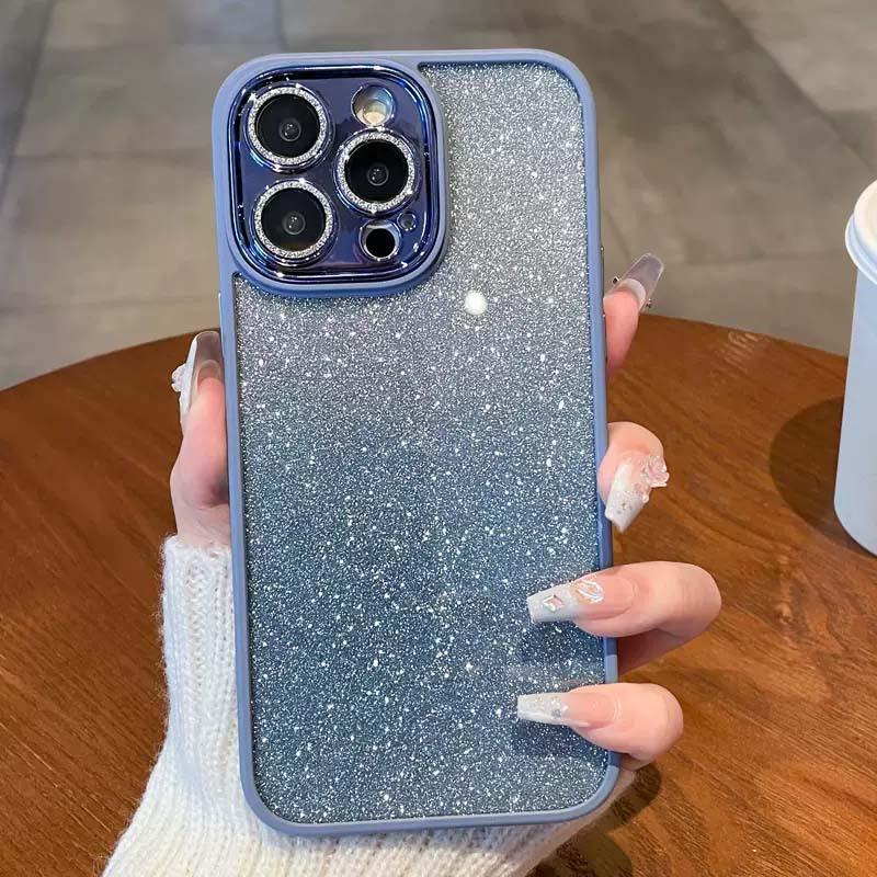 Glitter Gradient Lens Protector Case for iPhone 12 & 16 Pro Max