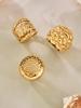 18K Gold Plated Stainless Steel Hollow Ring – Exaggerated Design, Fashionable, Versatile European & American Jewelry