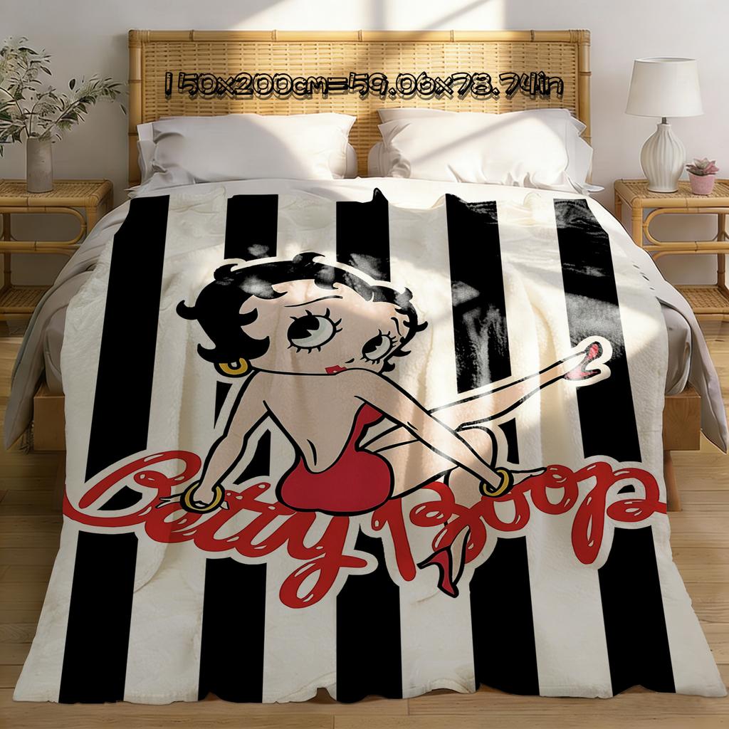Boop Knee Blanket Throw Blankets for Winter Microfiber Oversized Baby Lightweight Flannel Fleece Sofa Decoration S-bettys-P