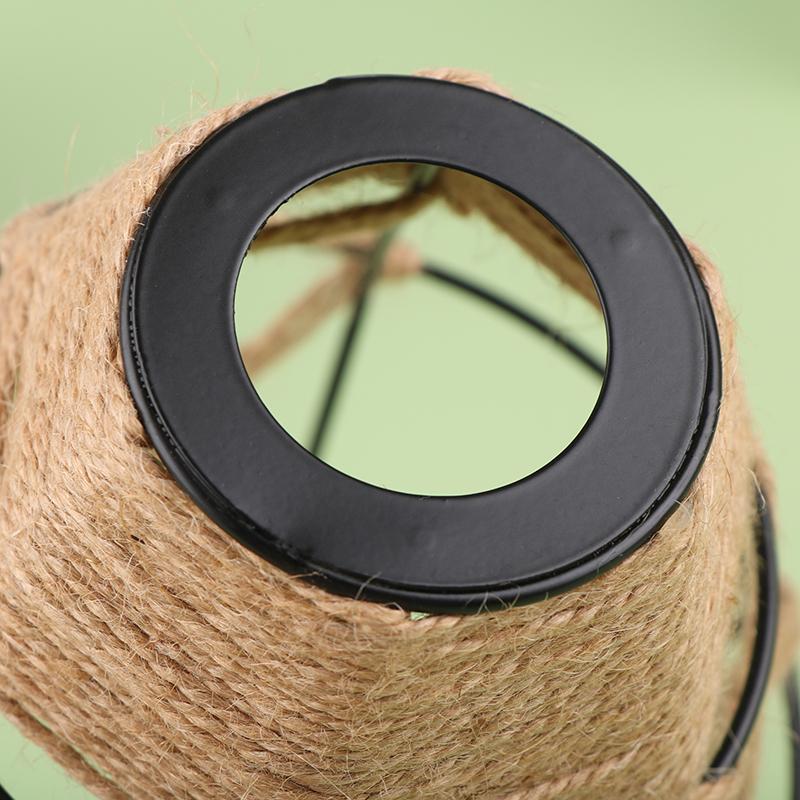 Mini Metal Cage Light Shades With Woven Hemp Rope - Vintage Farmhouse Pendant Lampshades For Home And Commercial Spaces