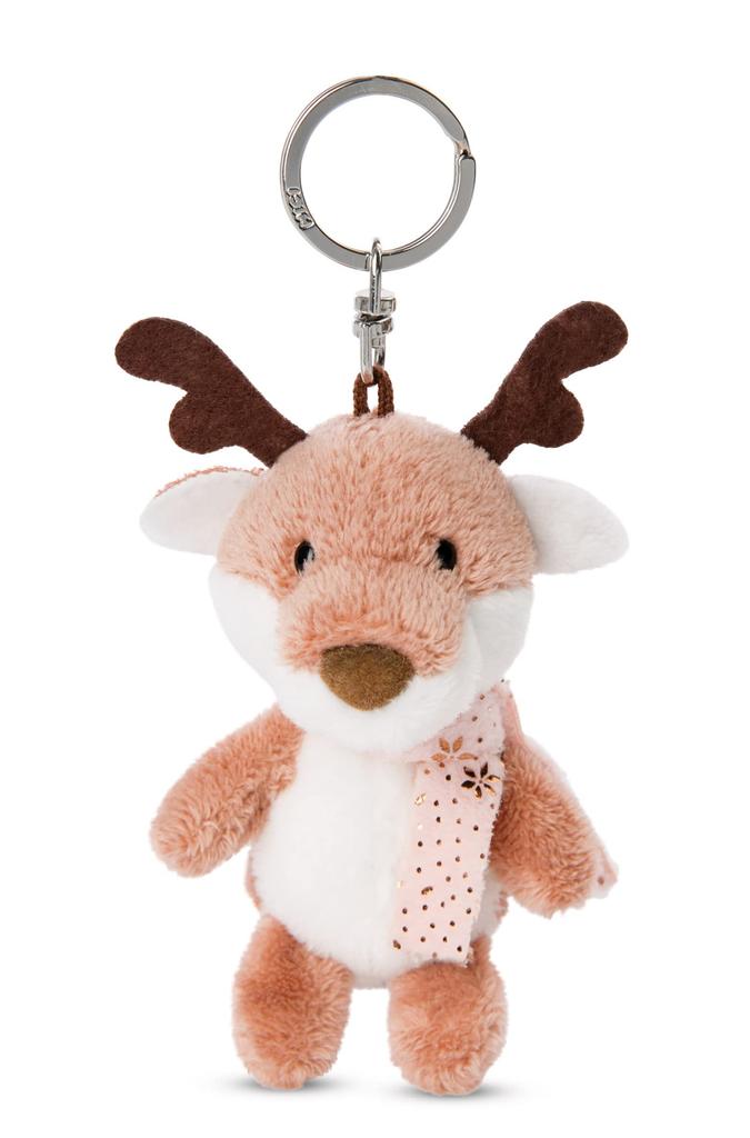 NICI Niki Key Ring Stylish Reindeer Plush Bean BB W6 x D5 x 48301 Keychain, Toy, Gift, Present, Bag, Keychain, Animal, Winter, Jont, 10cm, Brown,