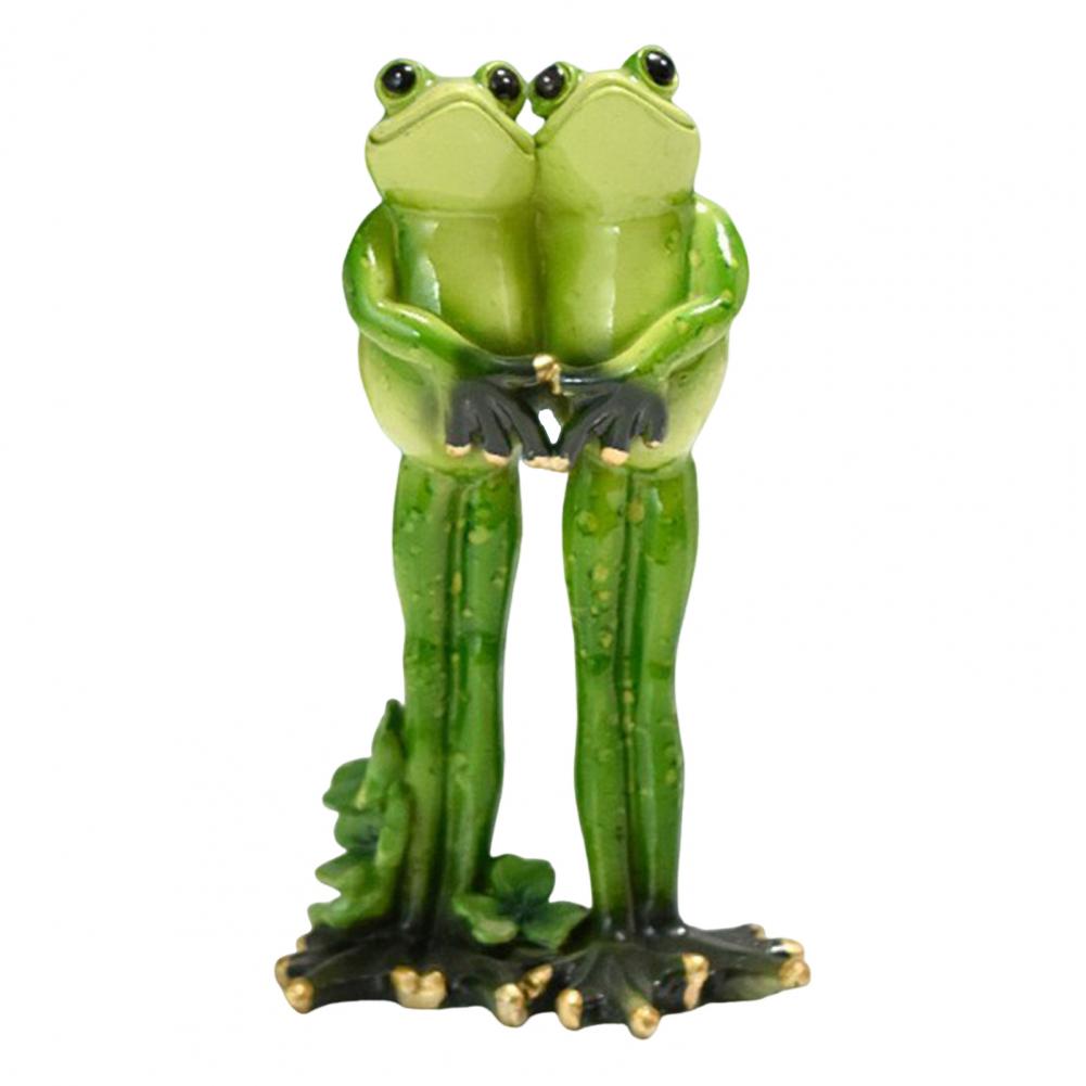 Cartoon Couple Frog Figurine Yoga Frog Statue Resin Sports Frog Sculpture Home Office Desktop Decoration Ornament