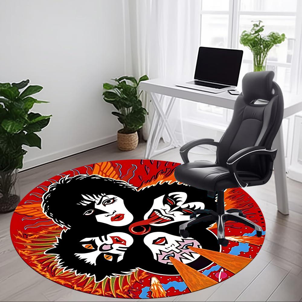 1pc KISS Band Office Round Area Rug, Indoor Mat Suitable For Office, Under Office Chairs Bedroom Living Room Home Decor a0908123