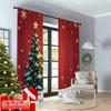 2pcs 2D Flat Printing Merry Christmas Window Curtains Golden Christmas Tree Snowflakes Polyester Fabric Without Electricity