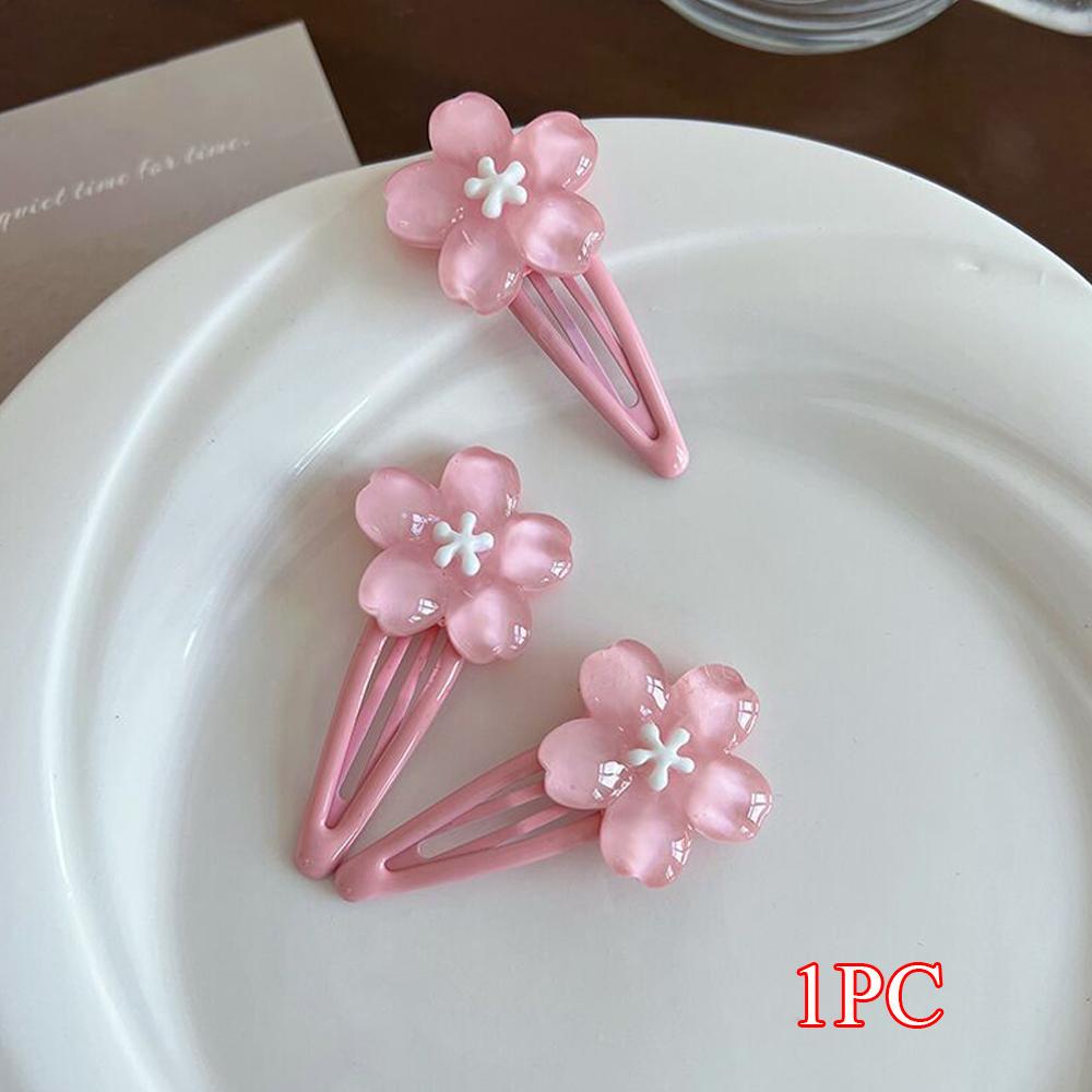 Sweet Jelly Cherry Blossom Hairpins Girls Snap Clips Side Bangs Clip BB Clip Women Kids Flower-shape Hair Clip Hair Accessories