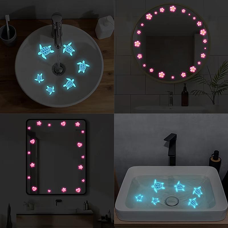 Glow-In-The-Dark Turtle Bathroom Stickers Self-Adhesive Sink Wall Sticker Waterproof Bathroom, Bedroom Decals Home Decor