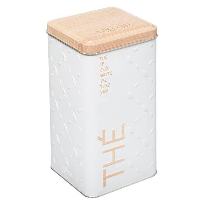 5five - boîte à thé vrac métal "scandinave nature" blanc