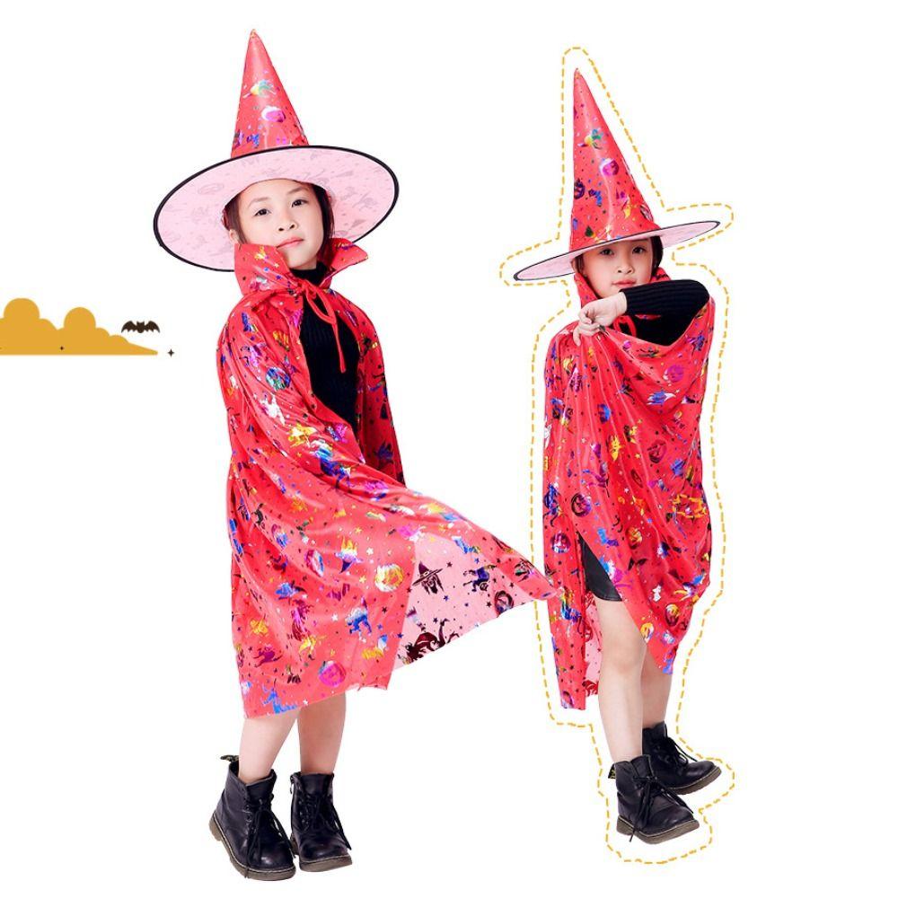 Multicolor Halloween Clothing Sequin Witch Cloak Cape Robe Witch Cloak Cape with Hat Children/Kids