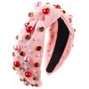 Trendy And Chic Jeweled Wide Top Knot Headband For Fashionable Women Rhinestone Pearl Knot Headbands