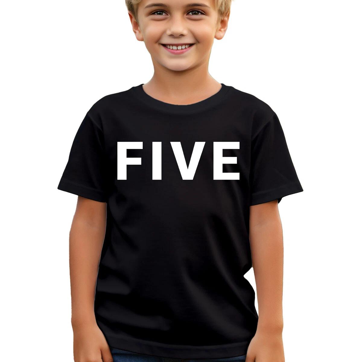 Customisable Birthday T-Shirt For Kids Minimalist Five Design Your Age #TA-195 150
