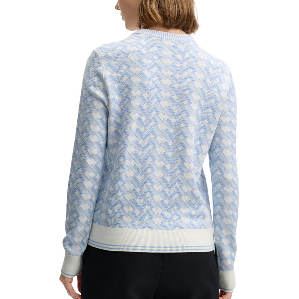 Fila White Series Fashion Casual Woven Long Sleeve Sweater Women Sweater Misty-Blue F11W513405F-LB