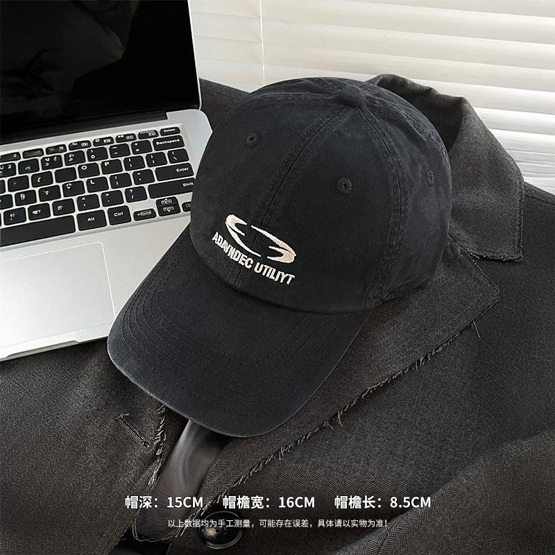 Letter Embroidery Red Soft Top Baseball Cap Women's Wide Brim Big Face Small Face Hat Big Head Circumference Peaked Cap