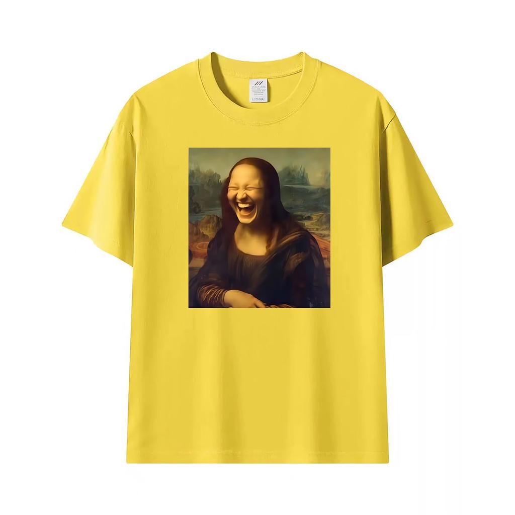 Mona Lisa Lustiges Meme Künstler Grafik T-Shirts Unisex Kleidung Cooles Vintage Streetwear T-Shirts Sommer Übergröße Lässiges T-Shirt Oberteile