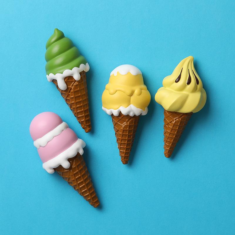 Cute Refrigerator with Magnetic Suction Stickers Refrigerator Decoration Cartoon Ins Ice Cream Animal Teddy Bear