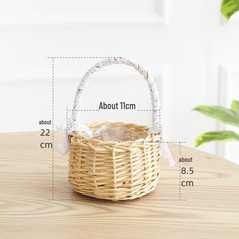 Плетеная цветочная корзина с кружевом ручной работы для дома и цветочных композиций 1070₽