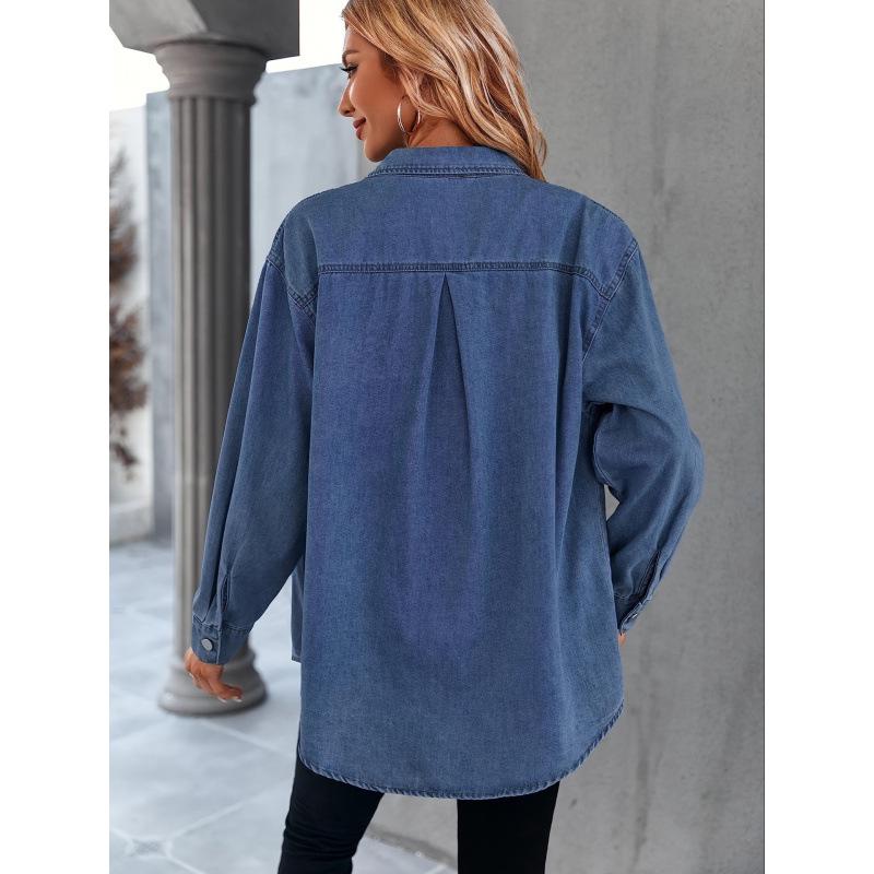 2026 New European & American Women's Casual Denim Boyfriend Shirt Jacket