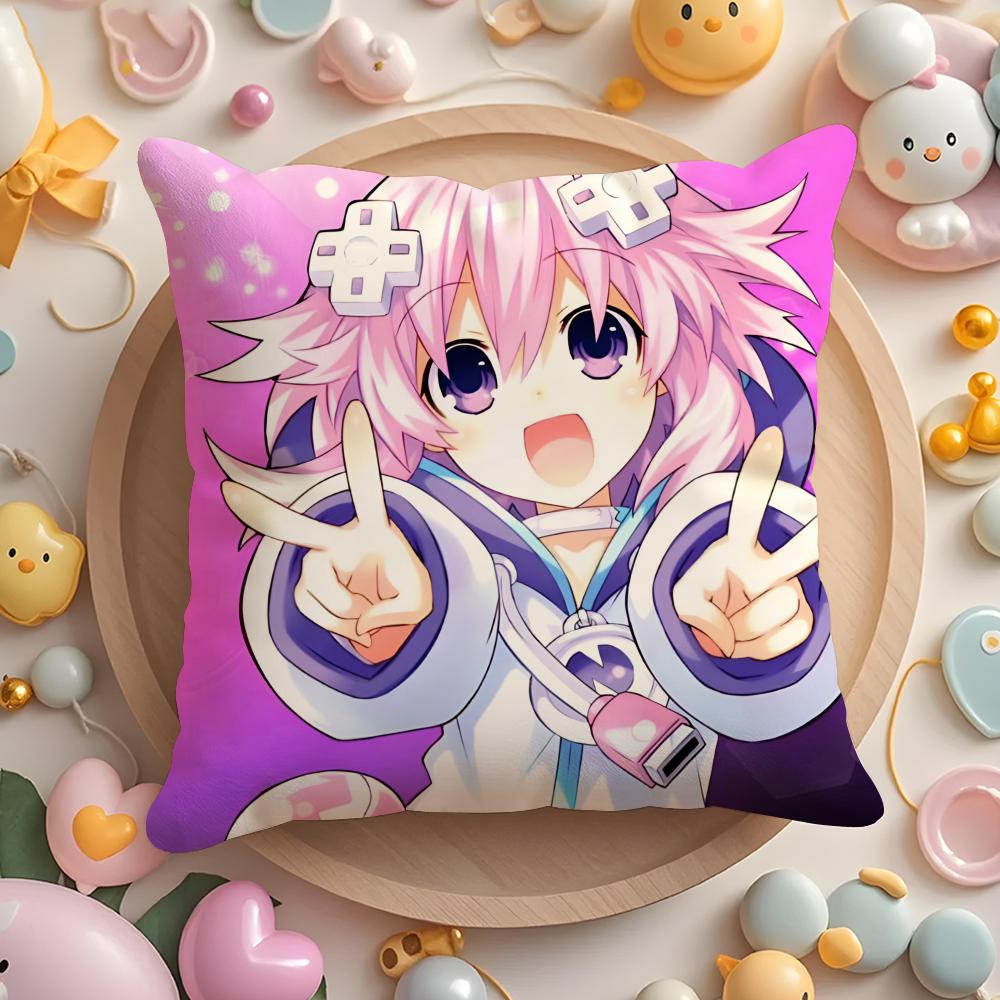Hyperdimension Neptunia Cute Cushion Cover Home & Car Multi-Scene Pillow Cover - Reversible, Soft & Durable For Daily Use