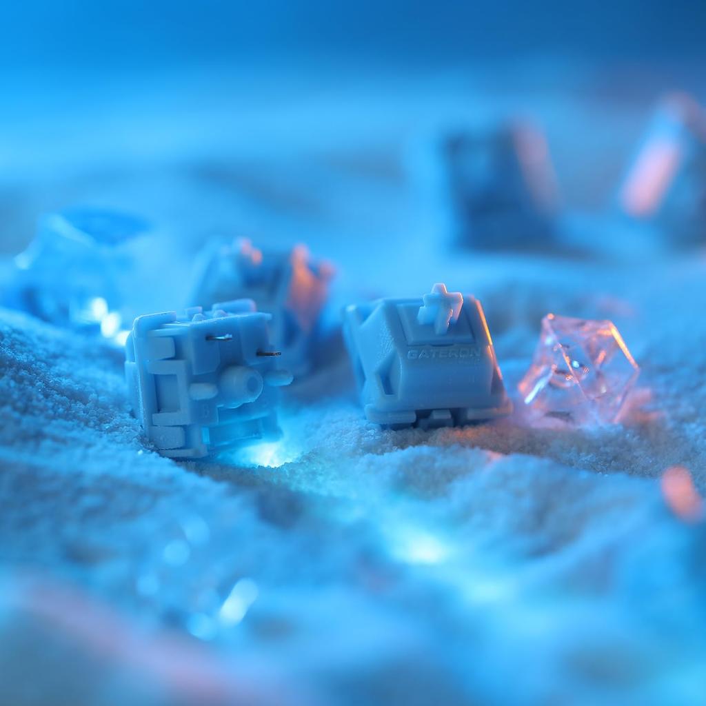 GATERON Smoothie Series Keyboard Switches Linear RGB LED Factory Lubricated Full POM Key Switches for MX Mechanical Keyboards Salt 5-Pin (Sea