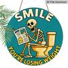 2D Flat Aluminum 7.87 Inch X 7.87 Inch Humorous Skull Bathroom Wall Decoration. Suitable for Bars, Living Rooms, Kitchens, Parties, Cafes, Porches