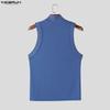 INCERUN Men Sleeveless Solid Color Fitted Ribbed Casual Tank Tops Vest