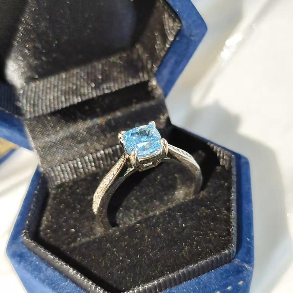 925 Sterling Silver Exquisite Elegant Small Square Zircon Sparkling Ice Flower Cut Ring, Birthday Party Anniversary Gift