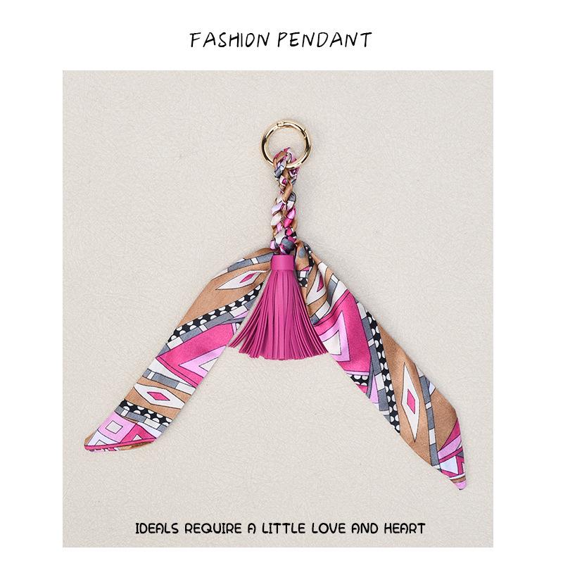 Korean Luxury Leather Bow & Tassel Charm Keychain