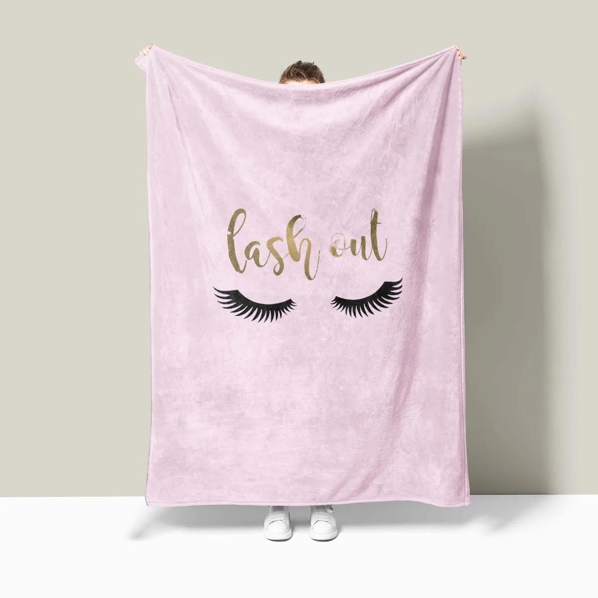 1 piece of double-sided flannel pink eyelash pattern blanket, digital printed sofa blanket, air conditioning cover blanket 75X95CM